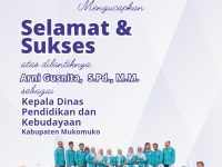 Keluarga Besar SMPN 3 Mukomuko Mengucapkan Selamat Atas Dilantiknya Arni Gusnita Sebagai Kadis Pendidikan dan Kebudayaan Mukomuko
