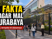 Pagar mal Surabaya yang viral terlihat mengelilingi kawasan pusat perbelanjaan