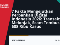 Infografik 7 fakta perbankan digital Indonesia 2026 dan 608 ribu kasus scam